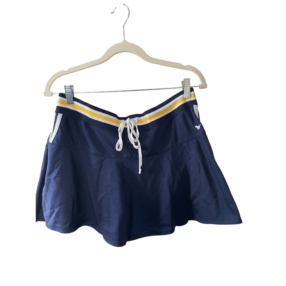 Dark Heart Womens Navy Athletic Tennis Skort‎ Large Striped Preppy Tenniscore